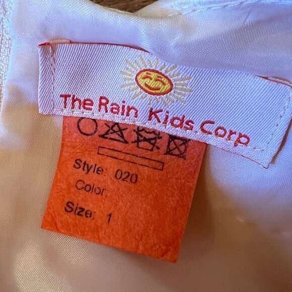 The Rain Kids Corp Custom Dyed Lace Satin Tulle Overlay Dress with Bonnet - Picture 10 of 12